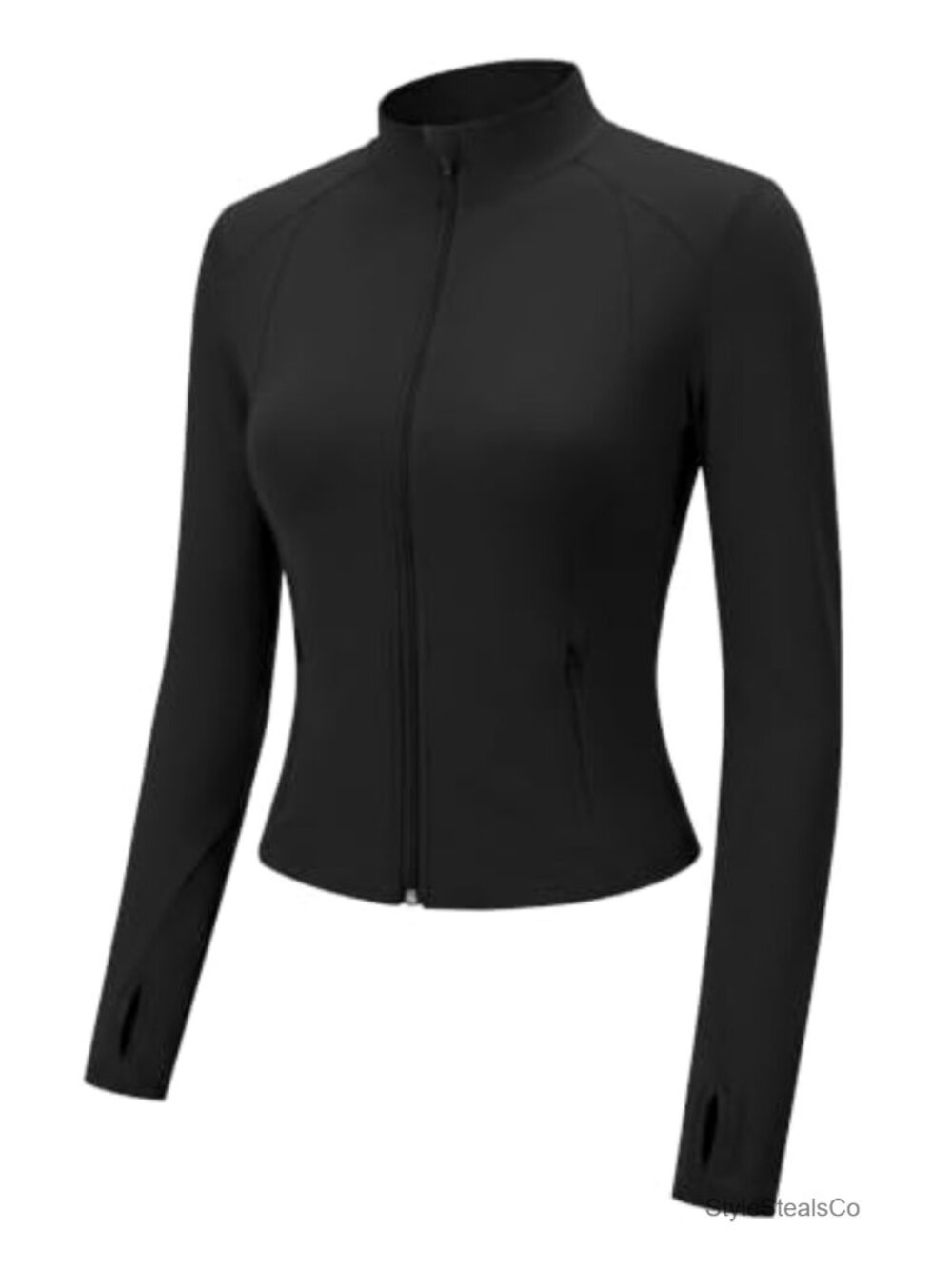 Women's Lightweight Zip Up Cropped Workout Jacket with Thumbholes